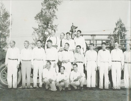 An undated photo of members of the Lemoore Volunteer Fire Department.